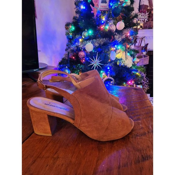 Womens Sonhodospes Slingback Sandals Brown suede sz 10 - Picture 7 of 7